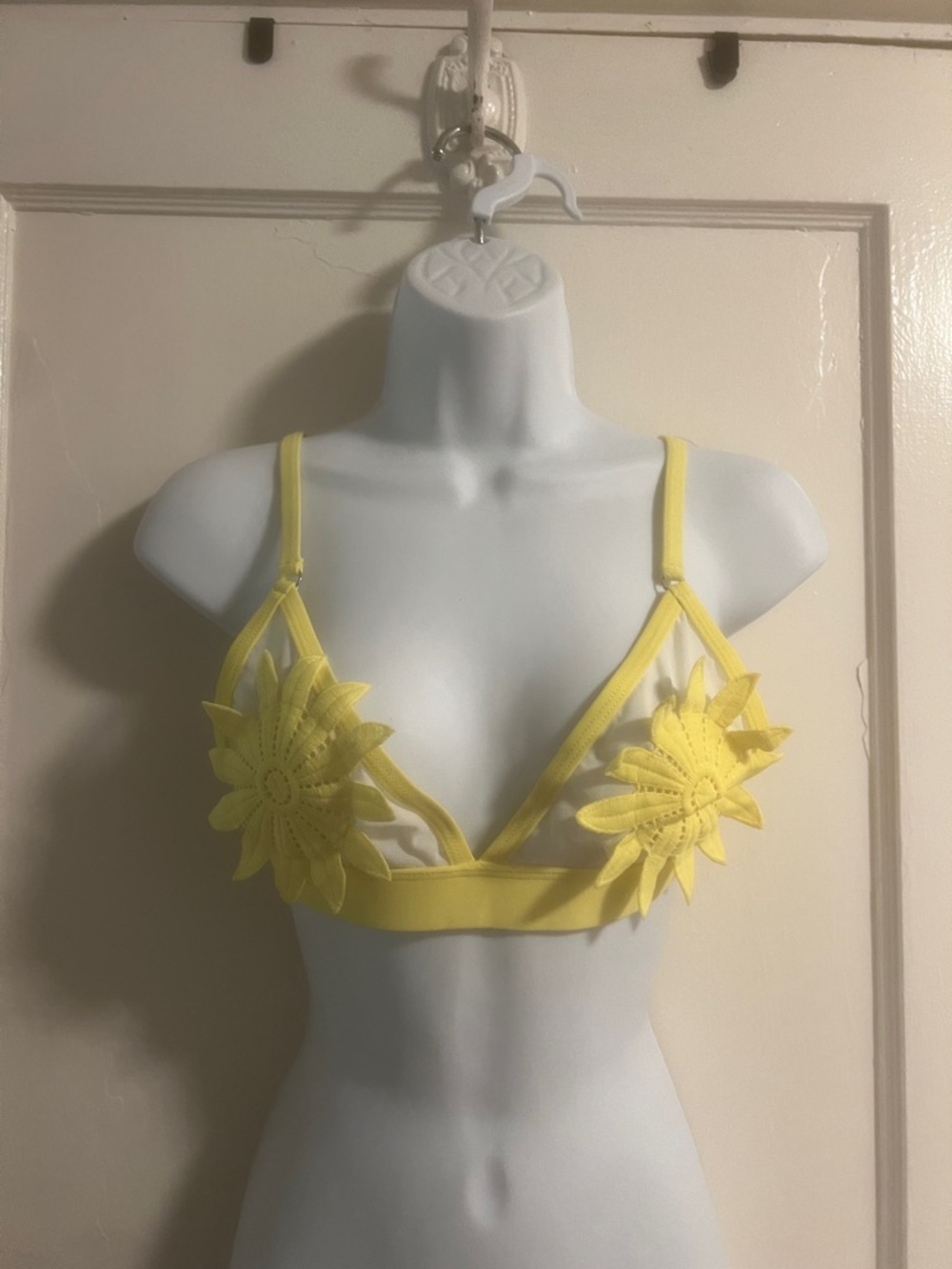 Yellow Floral Appliqué Bralette - Women Intimates
